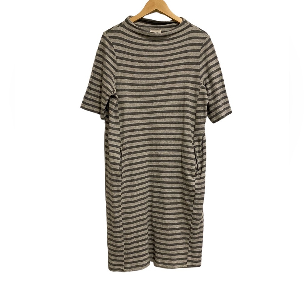 (Sold)Lou & Grey @ LOFT Cotton SS Striped Sweater Dress, Women's Lg - Picture 1 of 10